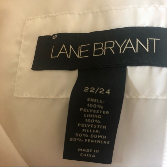 Lane Bryant Down Feather Puffer Vest White 22/24 Zip Pockets Quilted Warm Cozy - Picture 4 of 4